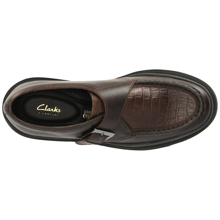 CLARKS PREMIUM Badell Monk G Shoes 5221A Brown Croc Lea