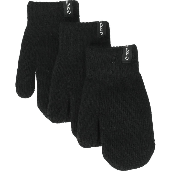 ZIGZAG Bobba 3-pack Knitted Mittens Gloves 1001 Black