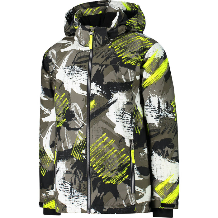 CMP Boy Ski Jacket With Hood WP5000 Jacket 07ZS Olive-Yellow Fluo