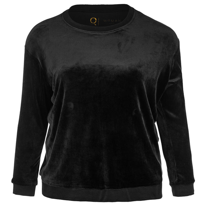 Q SPORTSWEAR Cacee W Velvet Crew Neck Sweatshirt 1001 Black