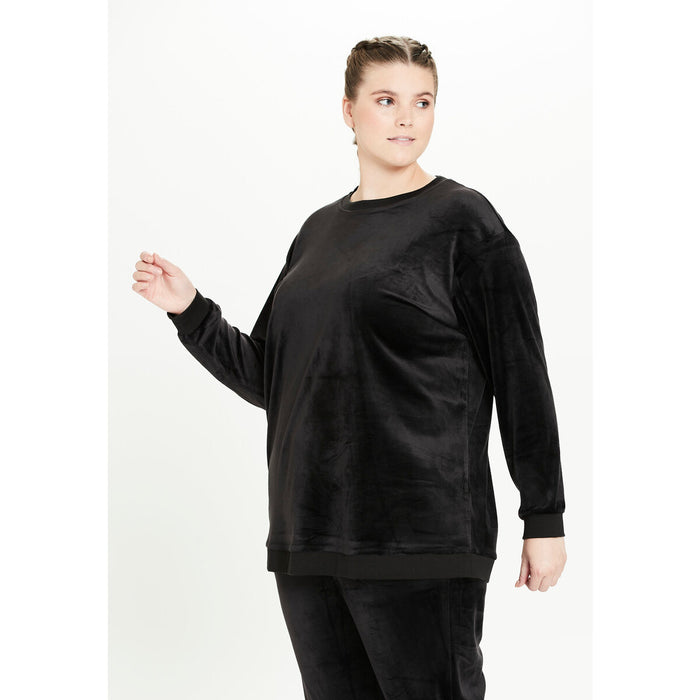 Q SPORTSWEAR Cacee W Velvet Crew Neck Sweatshirt 1001 Black