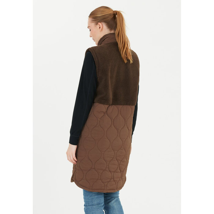 WEATHER REPORT Hollie W Long Quilted Vest Vest 5181 Pinecone