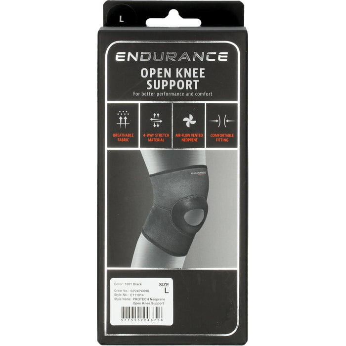 ENDURANCE PROTECH Neoprene Open Knee Support Protection 1001 Black