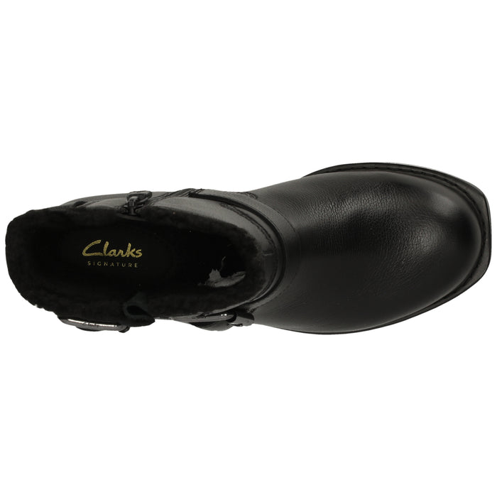 CLARKS PREMIUM Rebelle Buckle D Shoes 1271 Black WLined Lea