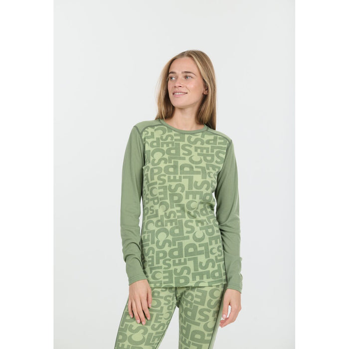 SLOPE Rei W Printed Baselayer Top Baselayer 3144 Smoke Green