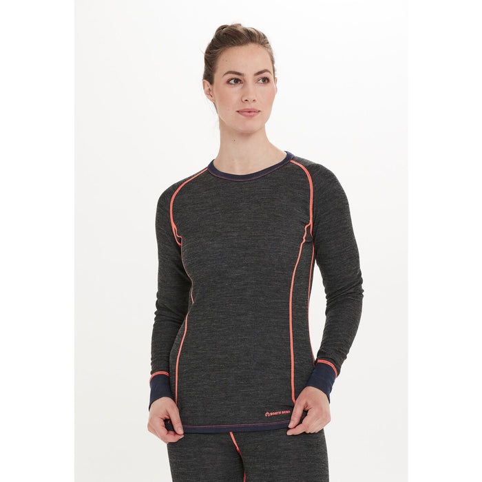 NORTH BEND Stack W merino baselayer top Baselayer 1011 Dark Grey Melange