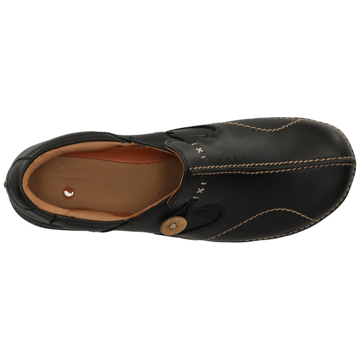 CLARKS PREMIUM Un Loop D Shoes 1216 Black Leather