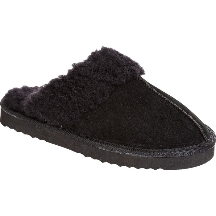 MOLS! Tamara W Warm Leather Slipper Shoes 1001 Black